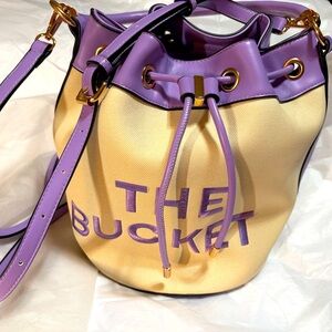 NEW-FULL SIZE Bucket Bag-Embroidered Purple & Cream w/crossbody strap & WALLET!!